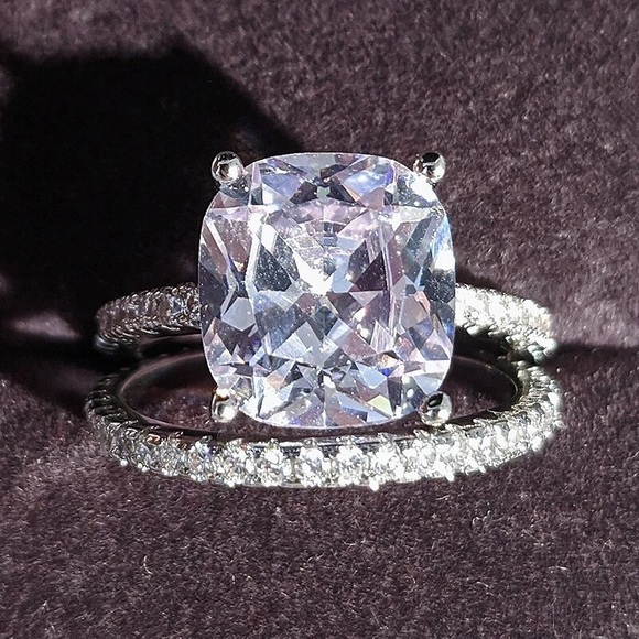 Luxury Silver 925 Wedding Rings Set - Picture 4 of 5